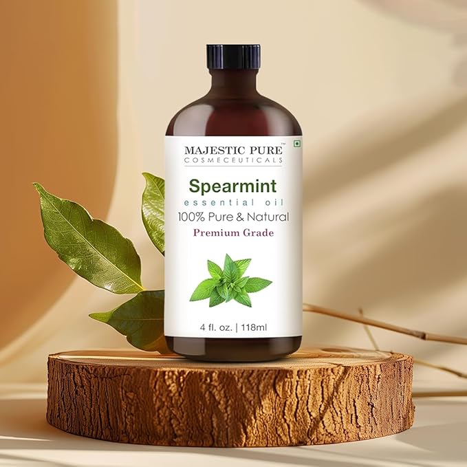 Majestic Pure Spearmint Essential Oil with Glass Dropper - Huge 4 Fl Oz - 100% Pure and Natural Spearmint Oil - Premium Grade Essential Oils for Diffuser, Aromatherapy, Soap and Candle Making-Ruum Studio Home