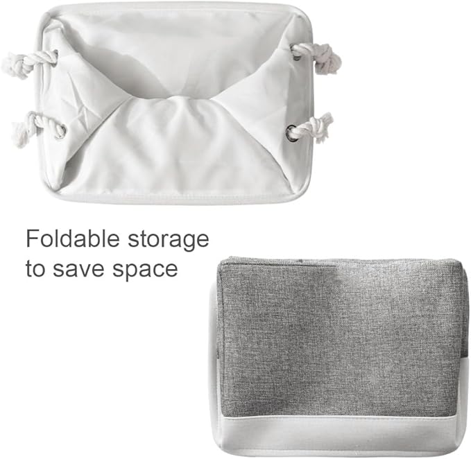 TheWarmHome Organization and Storage Basket for Organizing - 3 Pack 16x12x12 inch Cube Storage Bin Fabric Storage Cubes for Organizer Cloth Gift Toy Closet (White & Grey)-Ruum Studio Home