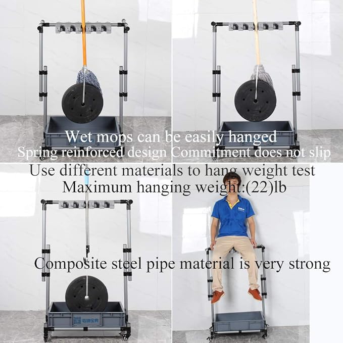 Broom And Mop Holder Put Wet Movable Floor-Mounted Mop Rack Floor Standing Cleaning Tool Cart Storage For Garden Garage Schools, Hospitals, Factories, Hotels,Property Companies-Ruum Studio Home