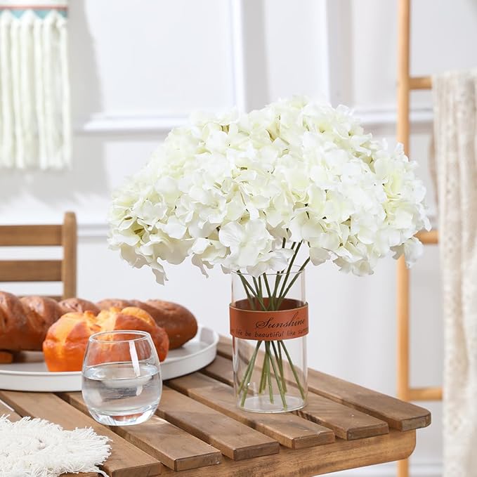 Tifuly Hydrangea Artificial Flowers with Stems 12pcs Fake Hydrangea Silk Flowers Faux Hydrangea Flowers Heads for Wedding Centerpiece Home Party Baby Shower Decor（Off White）-Ruum Studio Home