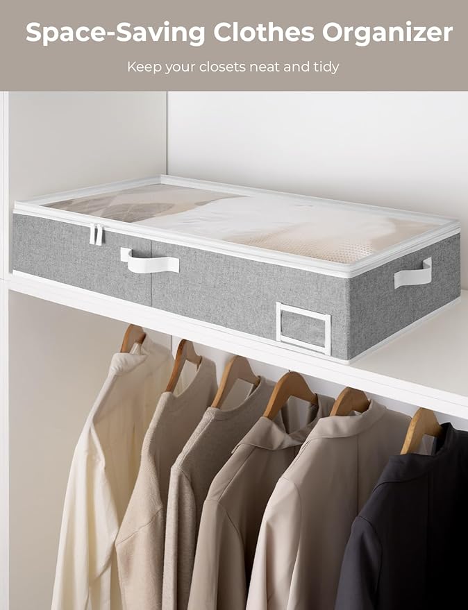 StorageWorks Large Under Bed Storage Containers with Handles and Label Holder, 2 Pack Ultra-thick Fabric Underbed Bins, Closet Organizer for Clothes, Blankets, Sweater-Ruum Studio Home