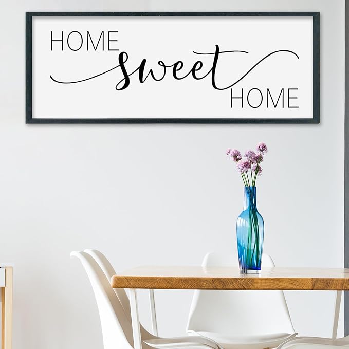 SRSZHIYUE Home Sweet Home Sign 32"x12" for Farmhouse Rustic Large Family Living Room Over Couch Modern Horizontal Wall Decor, Wood Framed Plaques Art Decorative (Black)-Ruum Studio Home