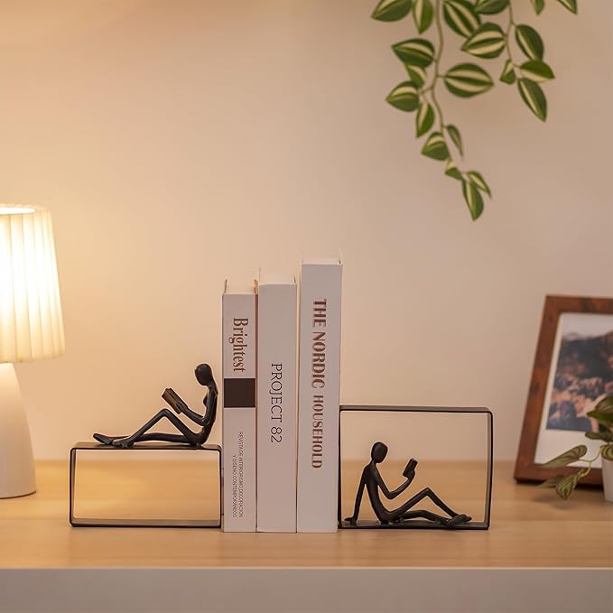 Sziqiqi Book Ends for Shelves Decorative: Heavy Duty Bookends for Books Cast Iron Cute Bookends Decorative Bookends for Shelves Office Desk Bookcase Bookshelf - Gift for Boys Girls Men Women Nerdy-Ruum Studio Home