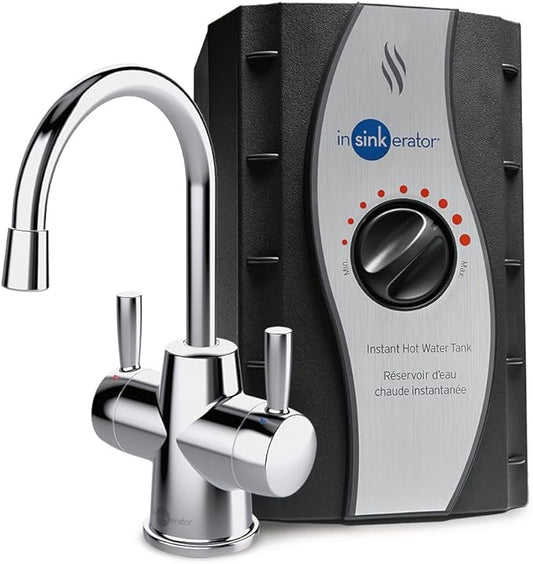 InSinkErator Stainless Steel Tank, HC250C-SS HOT250 System, 2-Handle Drinking Faucet in Chrome with 2/3-Gallon, Filter-Compatible Instant Hot/Cold Water Dispenser-Ruum Studio Home