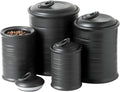 Nihow Food Storage Jar Sets: Ceramic Container with Air Tight Lid for Flour/Sugar/Rice/Coffee/Cookies/Candy - Seal Damp-proof Canister for The Kitchen Counter - Set of 4 （Matte Black）-Ruum Studio Home