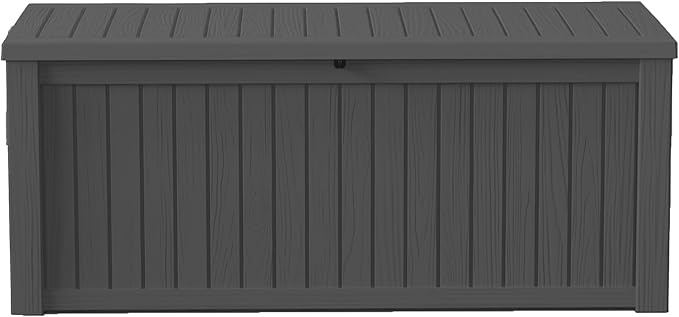 150Gal Outdoor Deck Box Waterproof, Lager Patio Storage Box Indoor and Outdoor Use, Lockable Resin Storage Bin for Patio Furniture Cushions Garden Tools, Package Delivery,UV Resistant-Black-Ruum Studio Home