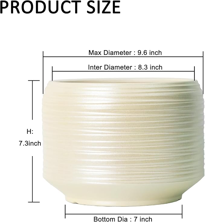 10 Inch Ceramic Plant Pot with Drainage – Large Flower Pot for Indoor Outdoor Plants, Modern Decorative Planter for Patio, Balcony, Garden, or Home Decor-Ruum Studio Home