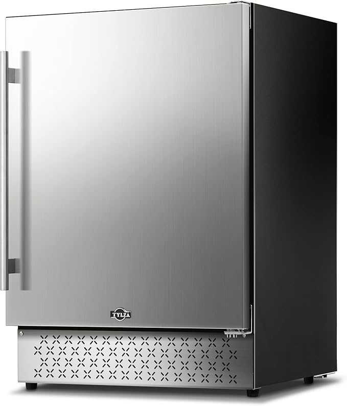 Tylza Outdoor Beverage Refrigerator 24 Inch, Stainless Steel Under Counter Beverage Cooler, 190 Cans Beer Fridge Built-in and Freestanding Beverage Fridge-Ruum Studio Home