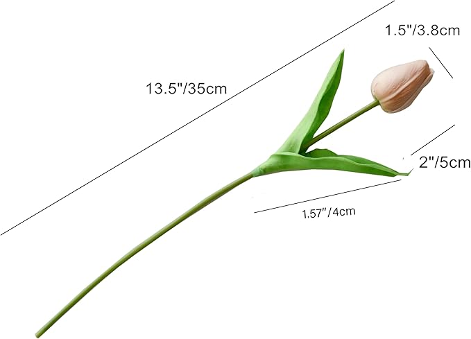 Mandy's Artificial Tulips 20 Stems Light Brown PU Faux Flowers for Wedding Home Decor 13.5 Inch-Ruum Studio Home