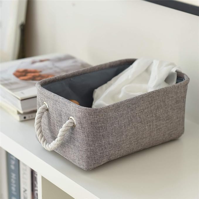 TheWarmHome Storage Bins Basket - Storage Baskets for Organizing Shelves,Home Closet Organizer for Book Shelf Organization,Fabric Storage Cubes,Medium Decorative Grey Basket Gift-Ruum Studio Home
