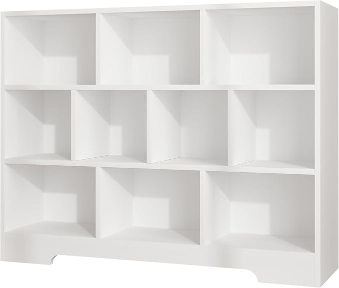 Book Shelf Set of 2, 10 Cubes Storage Organizer, 3-Tier Open Shelf Wooden Bookcase, Freestanding White Bookshelf Cube Shelf for Bedroom, Living Room, Home Office-Ruum Studio Home