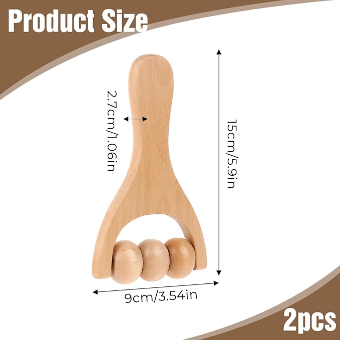 2 Pcs Wooden Massage Roller, Massage Hand Roller Massagers for Neck Muscle Rollers Stick Wooden Massager Tool for Back Rolling Hands Foot The Face Ball Full Body-Ruum Studio Home