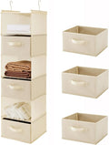 MAX Houser 6 Tier Shelf Hanging Closet Organizer, Closet Hanging Shelf with 2 Sturdy Hooks for Storage, Foldable (Beige-D3)-Ruum Studio Home