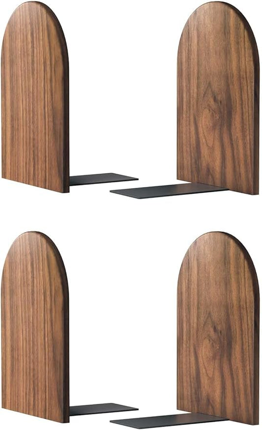 Large Bookend Hold Heavy Books- 7x4x5in 2 Pack Wood Bookends for Heavy Books Heavy Duty Walnut Book Ends for Men Wood Bookends for Office Desk Non-Skid-Ruum Studio Home