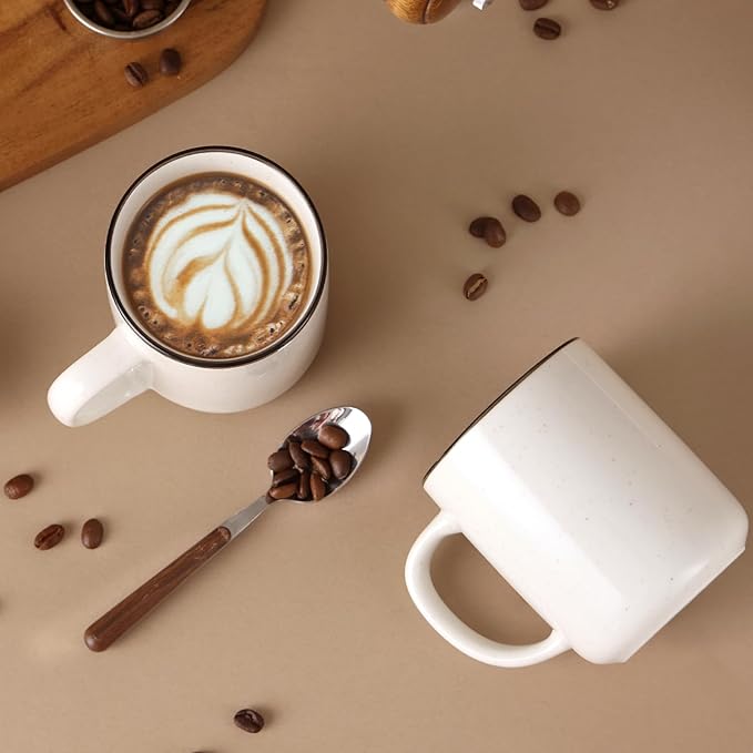 Ceramic Coffee Mug 12 oz Porcelain Coffee Mugs Set of 6 - Ceramic Coffee Cups with Handle and Speckled Patterns for Latte, Tea, Cocoa, Milk, Cappuccino, Microwave & Dishwasher Safe-Ruum Studio Home