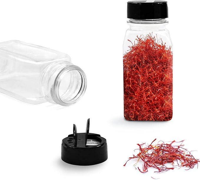 RoyalHouse - 6 Pack 14 Oz Plastic Spice Jars with Black Cap, Clear and Safe Plastic Bottle Containers with Shaker Lids for Storing Spice, Herbs and Seasoning Powders, BPA Free, Made in USA-Ruum Studio Home