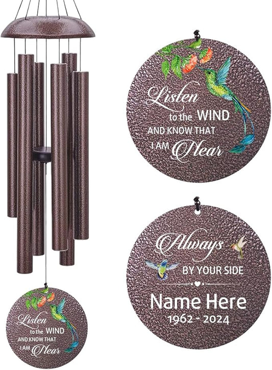 Sympathy Wind Chimes, Personalized Wind Chime for Loss of Loved Mom/Dad/Lover, Colorful Hummingbird Memorial Wind Chimes, Commemorative Sympathy Gifts-Ruum Studio Home