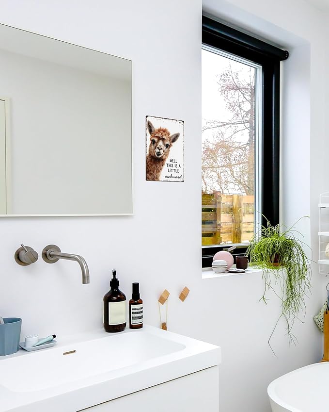 ALKB Funny Alpaca Metal Signs Farmhouse Bathroom Wall Decor Alpaca Lovers Gift 8 x 12 Inch-Ruum Studio Home