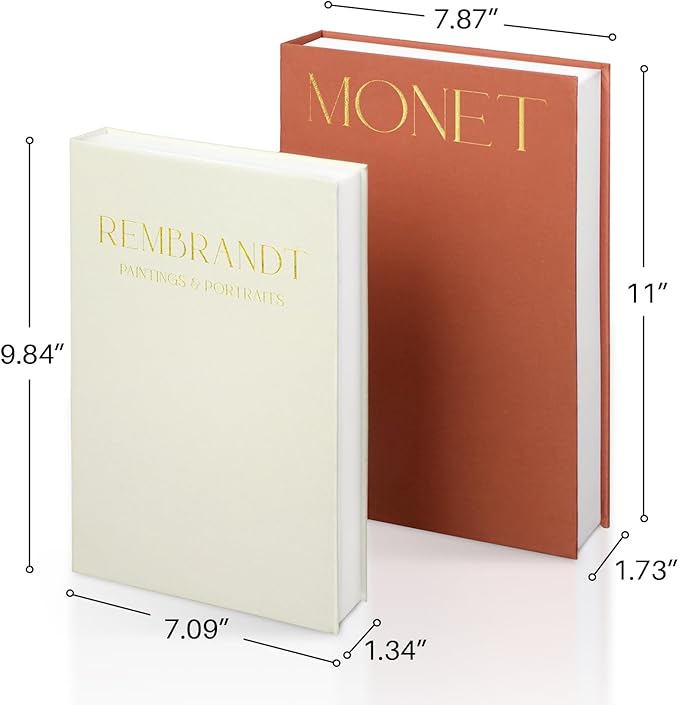 Linen Decorative Books for Home Decor,Set of 2 Aesthetic Faux Decor Book for Decoration,Fake Books for Bookshelf,Keepsake Storage Box (Orange & Beige)-Ruum Studio Home