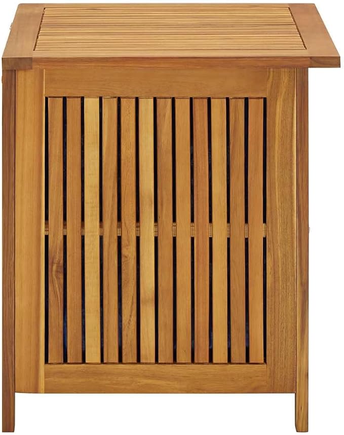 vidaXL Wooden Deck Box - Outdoor Teak Storage Chest, Ideal for Patio Furniture Cushions, Pool Accessories, Garden Tools - Water-Resistant Bag Inside - 23.6''x19.7''x22.8'', Solid Acacia Wood-Ruum Studio Home