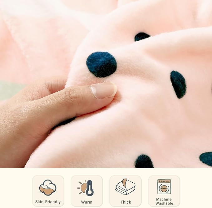 Lahome Pink Fleece Throw Blanket for Bed, Reversible Soft Throw Blankets for Women Cute, Warm Thick Throw Blankets for Couch, Apricot 50''x60''-Ruum Studio Home