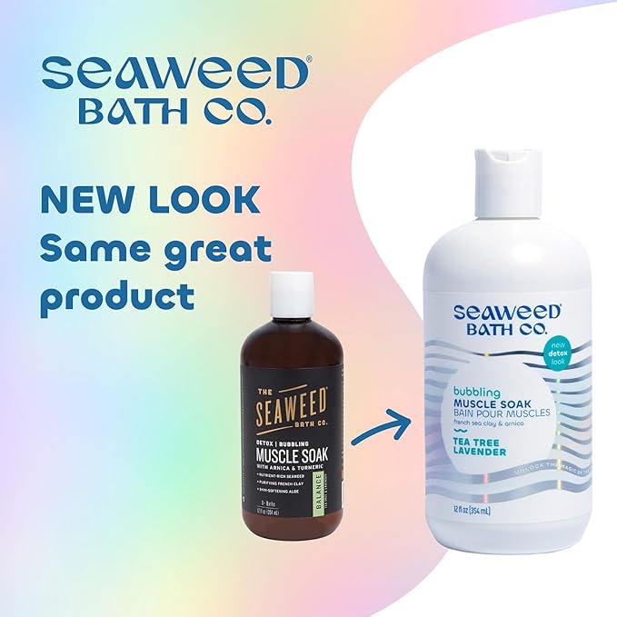 Seaweed Bath Co. Bubbling Muscle Soak, Tea Tree Lavender Scent, 12 Ounce, Sustainably Harvested Seaweed, French Sea Clay, Arnica-Ruum Studio Home