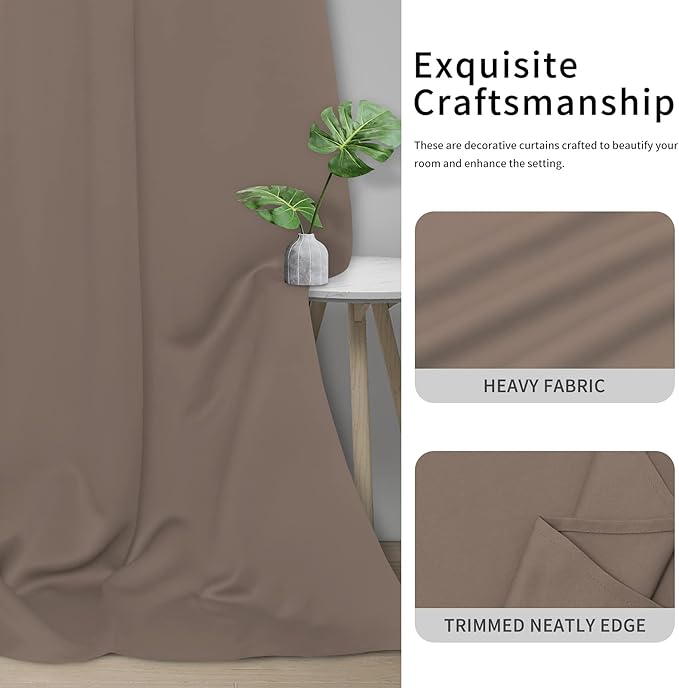 Easy-Going Blackout Curtains for Bedroom, Solid Thermal Insulated Grommet and Noise Reduction Window Drapes, Room Darkening Curtains for Living Room, 2 Panels(42x84 in, Camel)-Ruum Studio Home