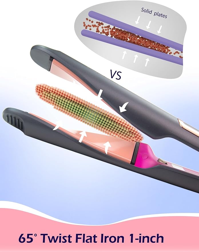 ANGENIL Pro Twist Ceramic Flat Iron 1 Inch, Dual Voltage Hair Straightener and Curler 2 in 1, Multi-Stylers Round Flat Iron Hair Curling Iron, Fast Heating LCD Display, 11 Adjustable Temp (250℉-450 ℉)-Ruum Studio Home