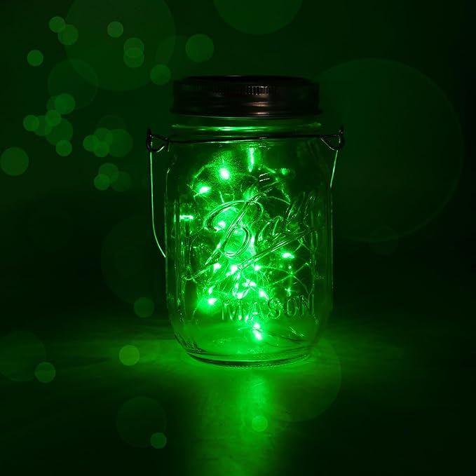 ZNYCYE Solar Mason Jar Lights, 12 Pack 30 LED Fairy Firefly Mason Jar Lids Outdoor Waterproof String Lights with Hangers(NO Jars) for Regular Mouth Jars Patio Garden Yard Wedding Decoration - Green-Ruum Studio Home