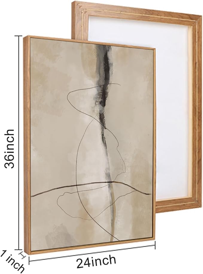 HPINUB Large Modern Abstract Shapes Framed Canvas Wall Art Set,Neutral Black and White Wall Decor,Minimalist Nordic Wall Painting for Living Room,Bedroom,Dining Room,Office -24"x36"x3-Ruum Studio Home