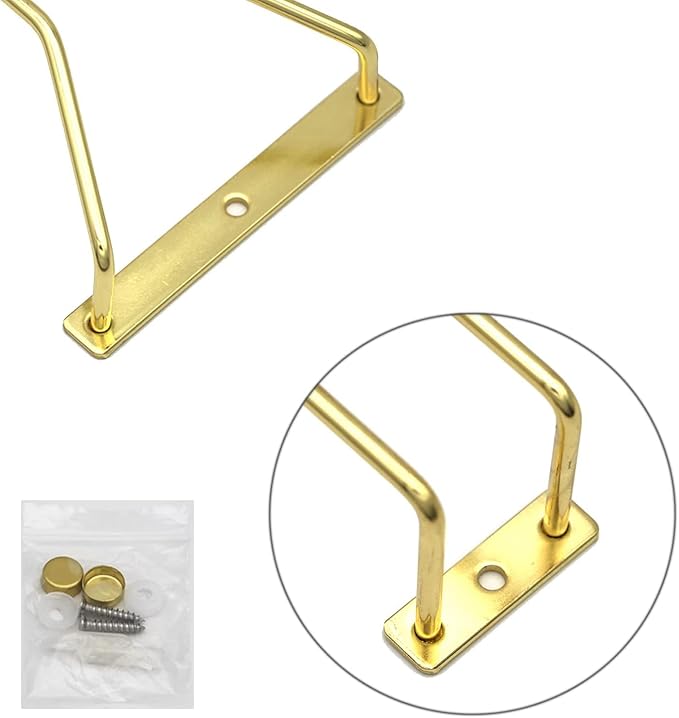 14-Inch Gold Wine Glass Rack, Under Cabinet Wine Glass Holder Stainless Steel Stemware Rack - Hanging Stemware Holder for Cabinet Kitchen Bar, Set of 4-Ruum Studio Home