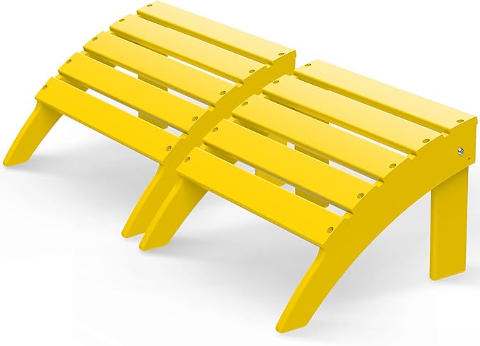GREENVINES Adirondack-Ottoman | Set of 2 | HDPE Plastic | Outdoor Footrest | All Weather | Foot Rest | Foot Stool | Yellow | for Adirondack Chair | for Patio Backyard Pool-Ruum Studio Home