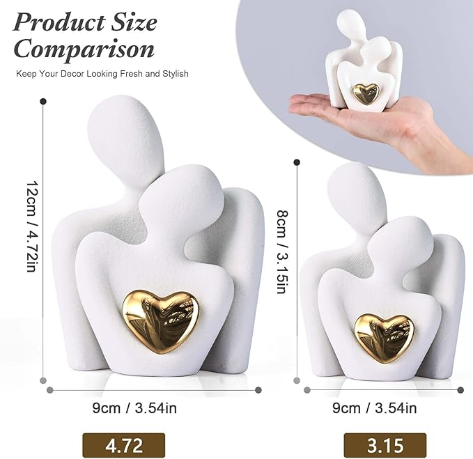 XMGZQ Mini Couple Statue Tv Stand Decor Items for Living Room Home Decor,Bedroom Decor for Couples Sculpture for Anniversary Wedding,Love Gifts for Couples 2025,Knick Knacks for Shelves-Ruum Studio Home