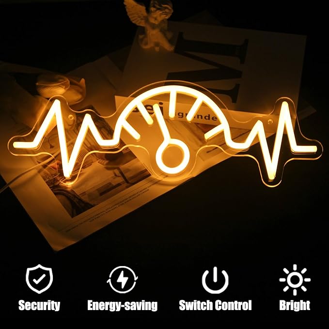 Car Dashboard Neon Sign Garage Neon Signs for Man Cave Automobile Speedometer Neon Light Orange LED Car Neon Lights Signs for Garage Man Cave Auto Repair Shop Game Room Party Decor-Ruum Studio Home