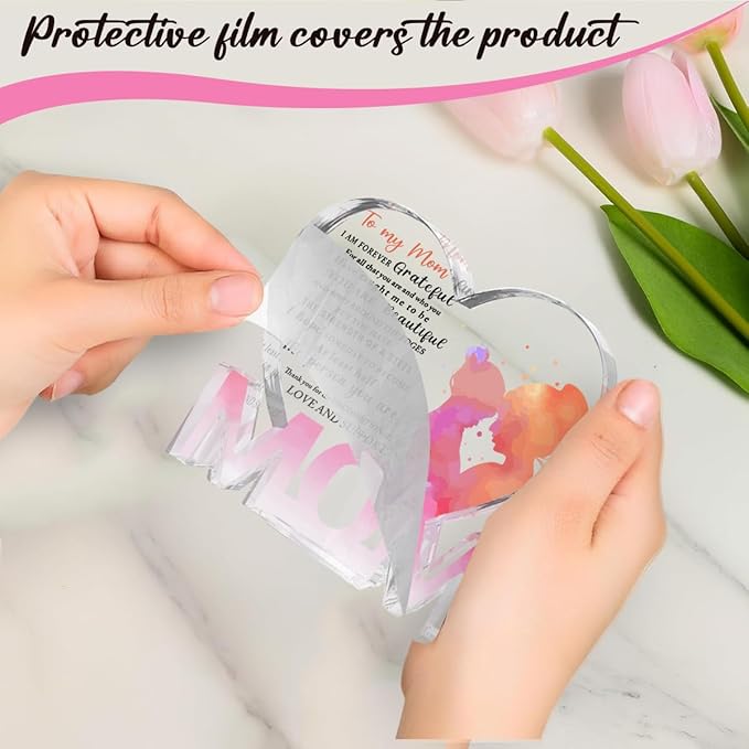 Mothers Day Gifts Best Mom Gifts -Gifts for Mom from Daughter Son - Best Mom Ever Gifts Unique Mother Birthday Acrylic Heart-Shaped Plaque Desk Decorations Present for Mom Christmas Anniversary-Ruum Studio Home