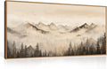 Nature Misty Forest Framed Canvas Wall Art Set, Foggy Landscape Wall Decor, Watercolor Pine Tree Wall Painting, Large Mountains Art Print for Living Room, Bedroom, Office - 20"X40"-Ruum Studio Home
