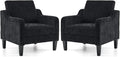 VINGLI Living Room Chairs Set of 2, Black Accent Chair 5.5" Thick Seat Cushion Comfy Chair Soft Chenille Side Chair Upholstered Arm Chair for Bedroom, Play Room, Apartment, Office (Black)-Ruum Studio Home