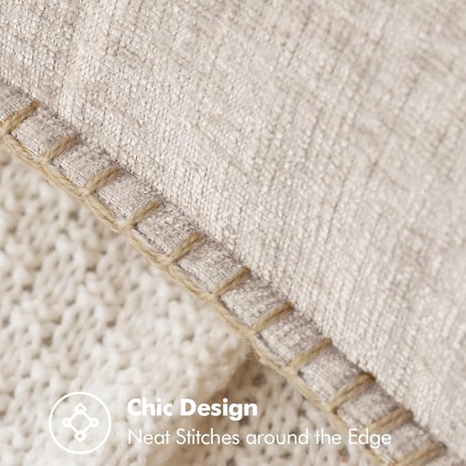 MIULEE Pack of 2 Couch Throw Pillow Covers 20x20 Inch Light Brown Farmhouse Decorative Pillow Covers with Stitched Edge Soft Chenille Solid Dyed Pillow Covers for Sofa Bed Living Room-Ruum Studio Home