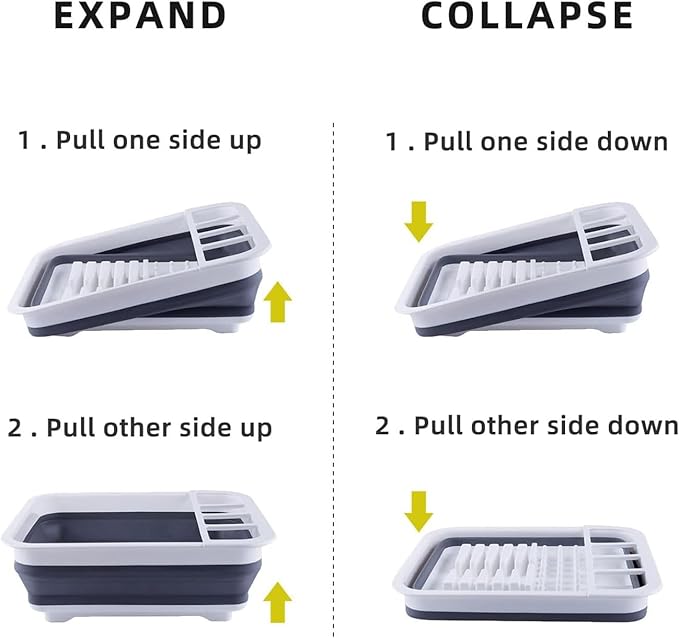 THANSTAR Collapsible Dish Drying Rack for RV Kitchen, Foldable Drainer Organizer for Kitchen Countertop, Space Saving Portable Dish Rack for Campers, Travel Trailer & Small Spaces, Easy Storage, Grey-Ruum Studio Home