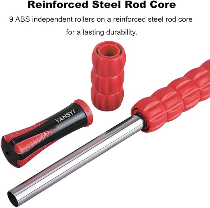 Yansyi Muscle Roller Stick for Athletes - Body Massage Roller Stick - Release Myofascial Trigger Points Reduce Muscle Soreness Tightness Leg Cramps & Back Pain for Physical Therapy & Recovery (Red)-Ruum Studio Home