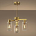 3-Light Gold Dining Room Chandeliers Over Table, Contemporary Kitchen Island Pendant Lighting, Industrial Hanging Light Fixture for Entryway Hallway Foyer Bedroom, Clear Glass Shade-Ruum Studio Home