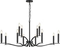 Black Living Room Chandelier 12 Light Hight Ceiling Foyer Candle Chandelier Large Dining Room Light Fixture Over Table 44in Metal Modern Chandeliers Hanging Light for Entry Master Bedroom-Ruum Studio Home
