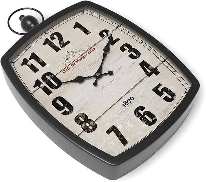 Menterry Rectangle Retro Large Wall Clock, Old-Fashioned Vintage Design, Black Antique Style, Battery Operated Silent Decor Wall Clocks for Farmhouse,Kitchen,Office (15.5" H x 10.2" W)-Ruum Studio Home