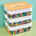 Toys Organizer Storage Case for Lego Box Kids Toy Stackable Building Blocks with Lids Bins Adjustable Lego Storage Containers Plastic Toy Box 3 Layer (Lemon)-Ruum Studio Home
