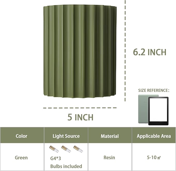 LightInTheBox Modern LED Wall Sconce Minimalist Resin Wall Light Nordic Style Half-Cylinder Tree Root Desgin Up and Down Light for Stairs Hallway Bedroom Home (Green)-Ruum Studio Home