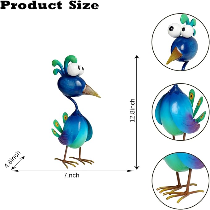 Kircust Peacock Decor Metal Yard Art Outdoor Statues Lawn Decorations Outside Garden Peacocks Decoration for Home-Ruum Studio Home