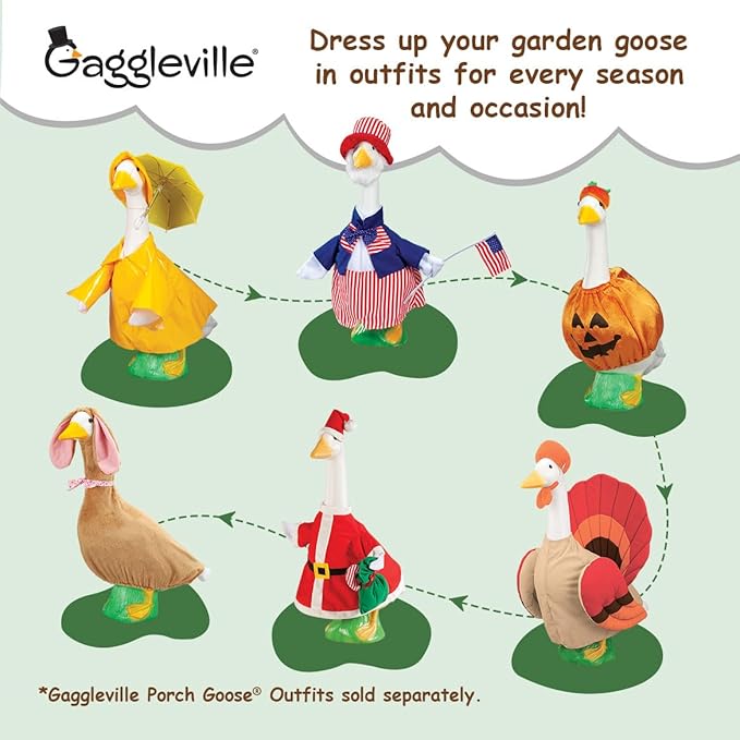 Fox Valley Traders Gaggleville Porch Goose Large White Goose Statue – Charming 23" Outdoor Decorative Figurine for Garden, Patio, or Entryway Accent-Ruum Studio Home