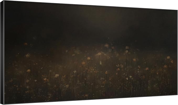 SIGNWIN 36"x60" Extra Large Framed Wall Art Dark Floral Meadow Moody Wildflower Field in Deep Earthy Tones Illustration for Home Living Room Bedroom Decor (Frame Assembly Required)-Ruum Studio Home