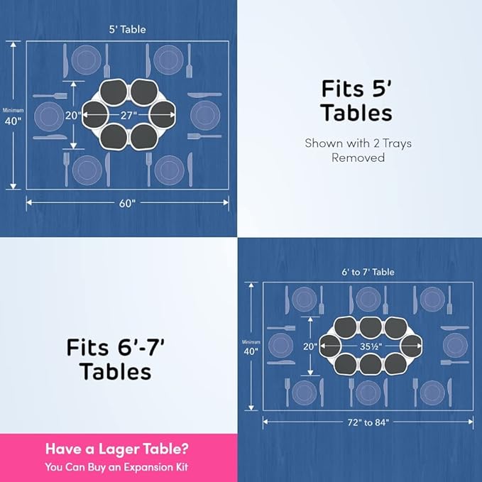 Full Set - Dark Gray - The First Patented Lazy Susan Turntable Expandable for Rectangular & Oblong Tables - Kitchen & Dining Tables - Great Gift! Parties & Gatherings.-Ruum Studio Home