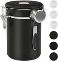 ShanSon Coffee Canister Airtight Coffee Container Stainless Steel Coffee Bean Storage Container with Scoop Coffee Canister for Beans Grounds Sugar Flour Tea Cereal,22OZ, Black-Ruum Studio Home